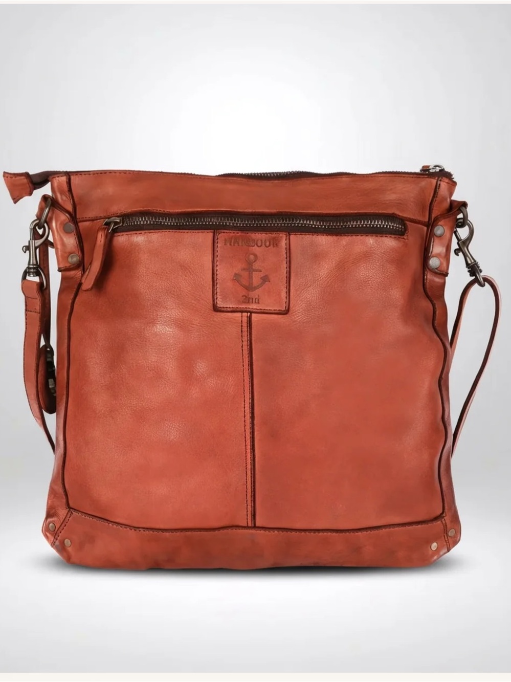 Harbour2nd Leather Shoulder Crossbody Bag in Cognac